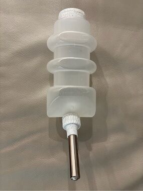 Dog Cage Water Bottle with Stainless Steel Spout - White
